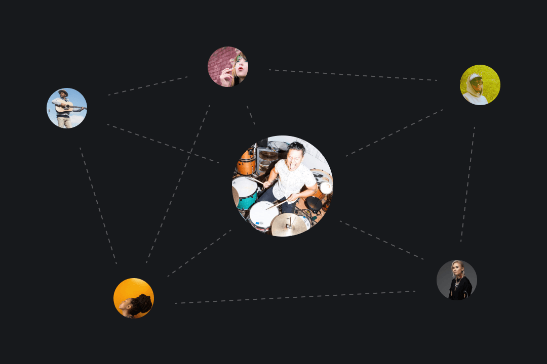 Musicians connected through a network
