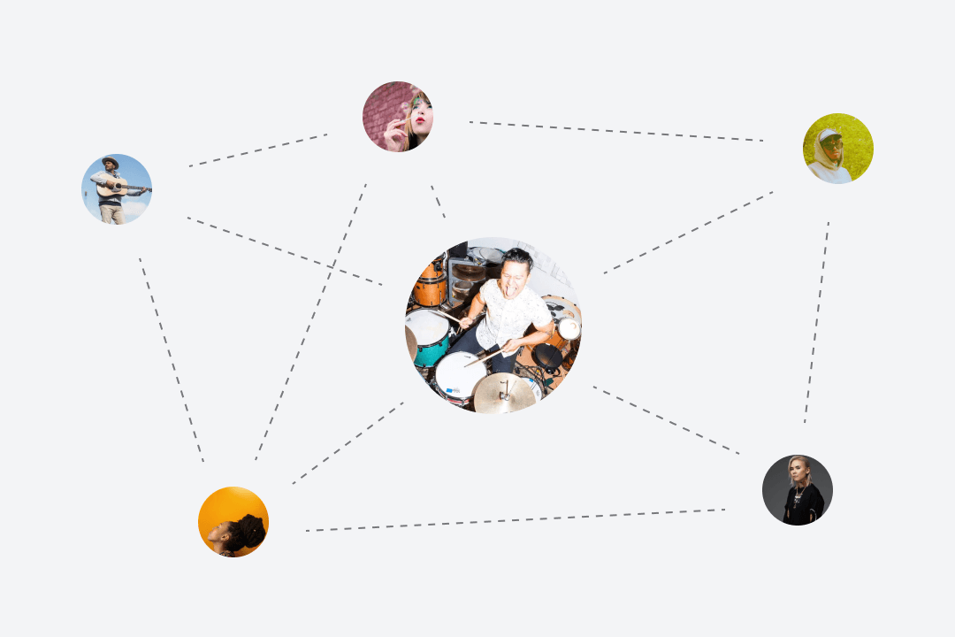 Musicians connected through a network